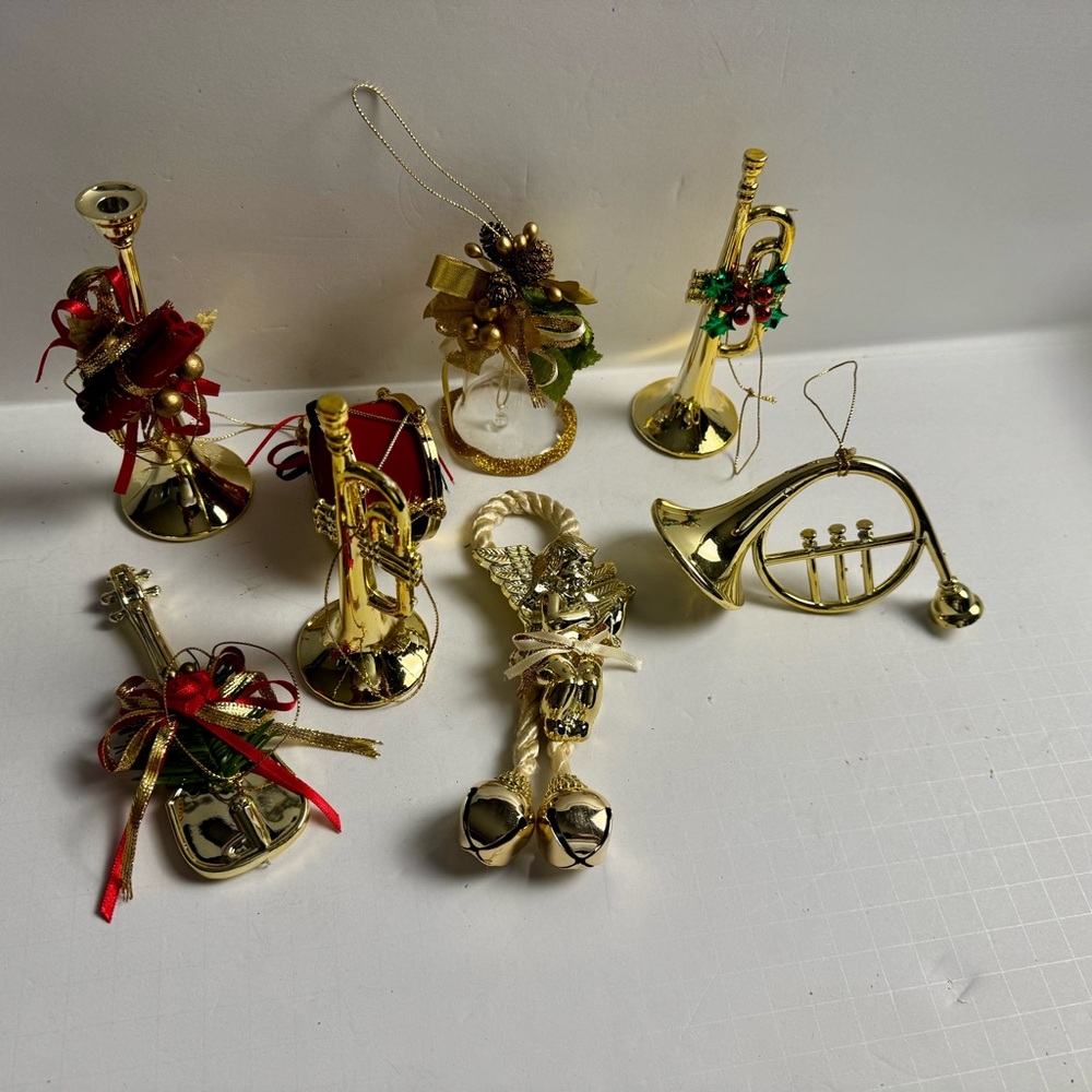 8 Pcs Gold Musical Instrument Ornaments Set - Picture 5 of 5